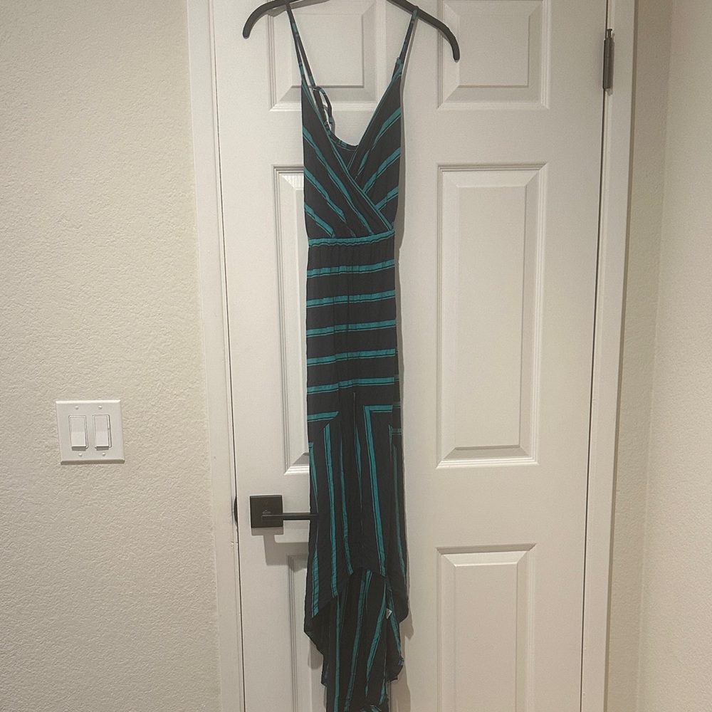 Michael Stars Teal and Navy High Low Striped Dress
